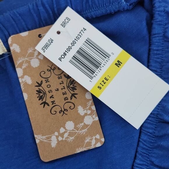 Mason & Belle Blue Knit Top with Embroidered Puffy Sleeves NWT Size Medium - Picture 7 of 10